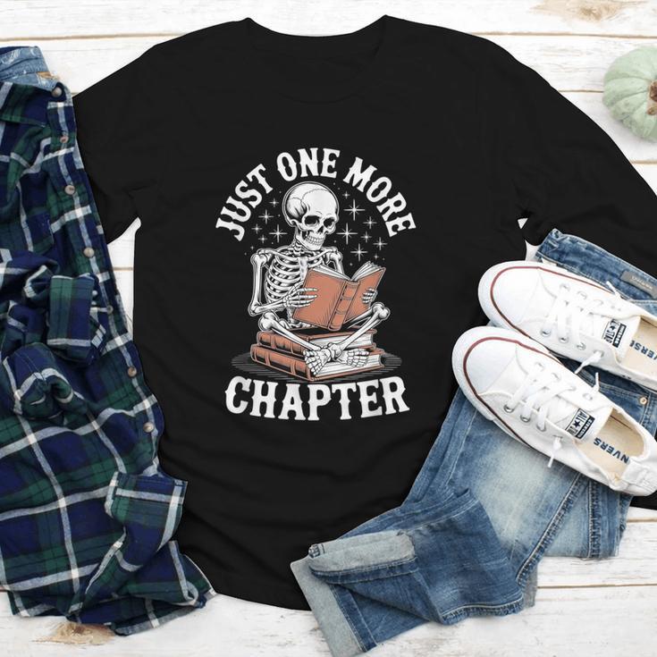 One More Chapter Skeleton Reading Books Lovers Readers Youth Long Sleeve Tee One More Chapter Skeleton Reading Books Lovers Readers Youth Long Sleeve Tee
