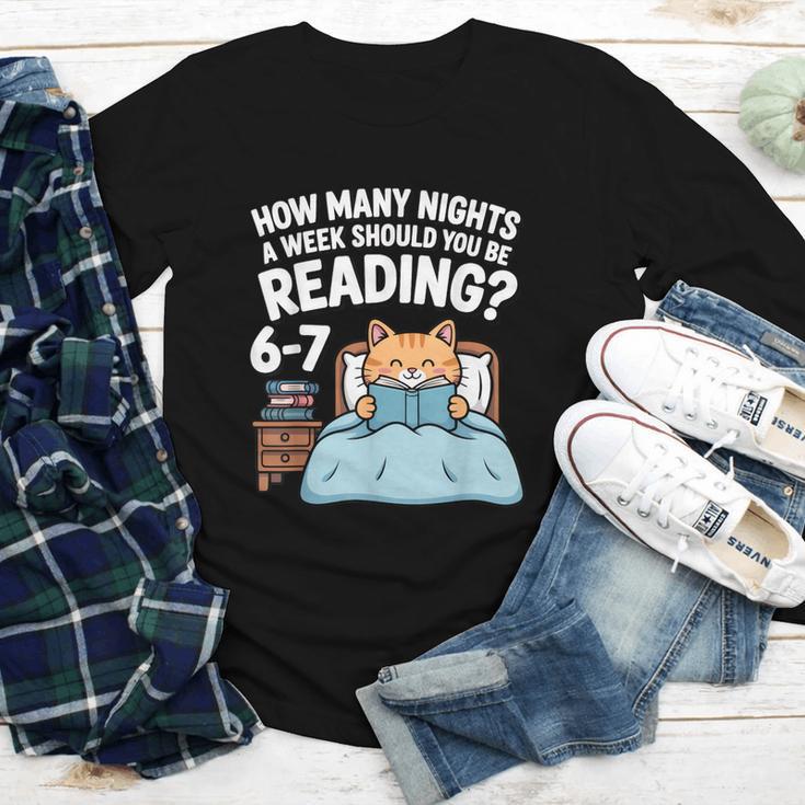 Orange Cat Reading Book 67 Six Seven Meme Youth Long Sleeve Tee