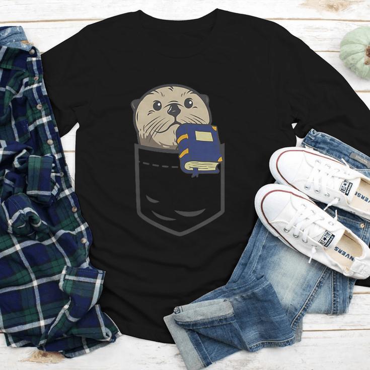Otter Cute Read Reading Book Librarian Across America Kids Youth Long Sleeve Tee