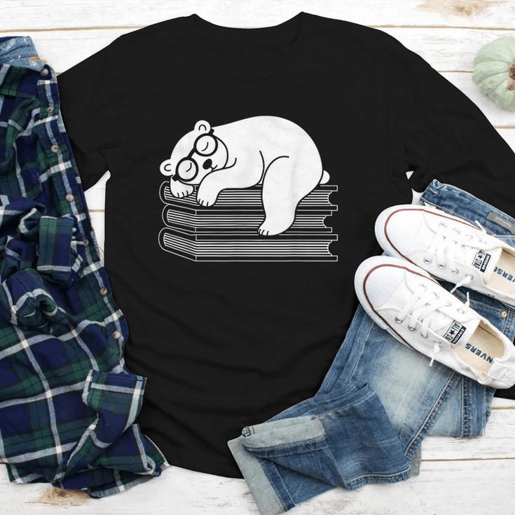 Polar Bear Reading Book Pajama Sleep Youth Long Sleeve Tee