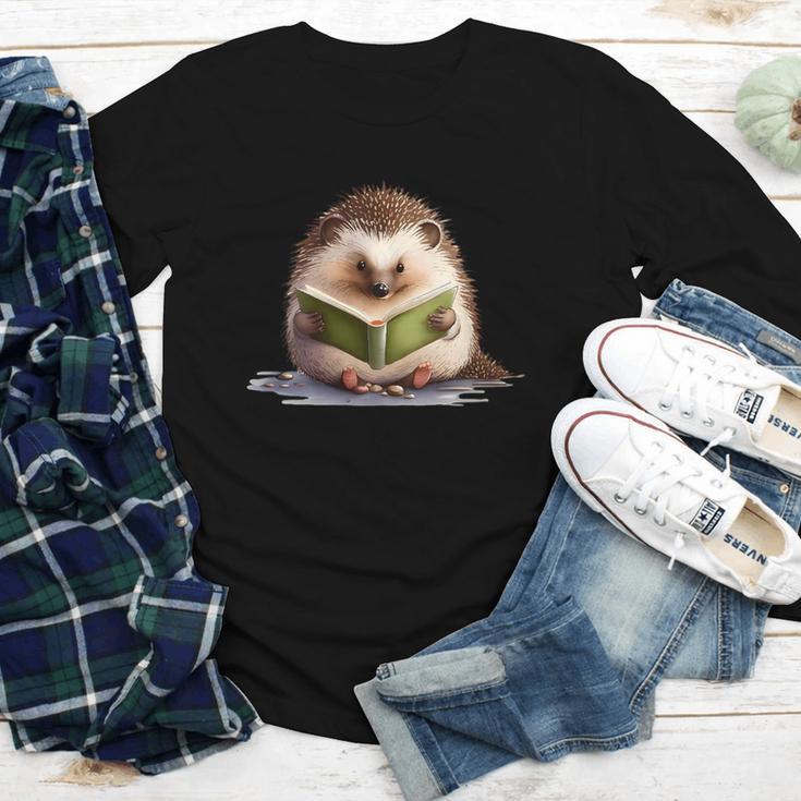 Porcupine Reading Book Hedgehog Book Lover Youth Long Sleeve Tee