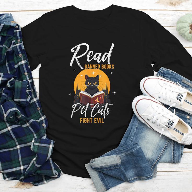 Read Banned Books Pet Cats Fight Evil Read Banned Reader Youth Long Sleeve Tee