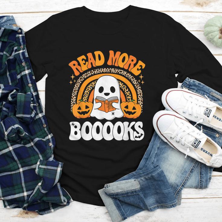 Read More Books Booooks Ghost Pumpkin Cute Teacher Halloween Youth Long Sleeve Tee