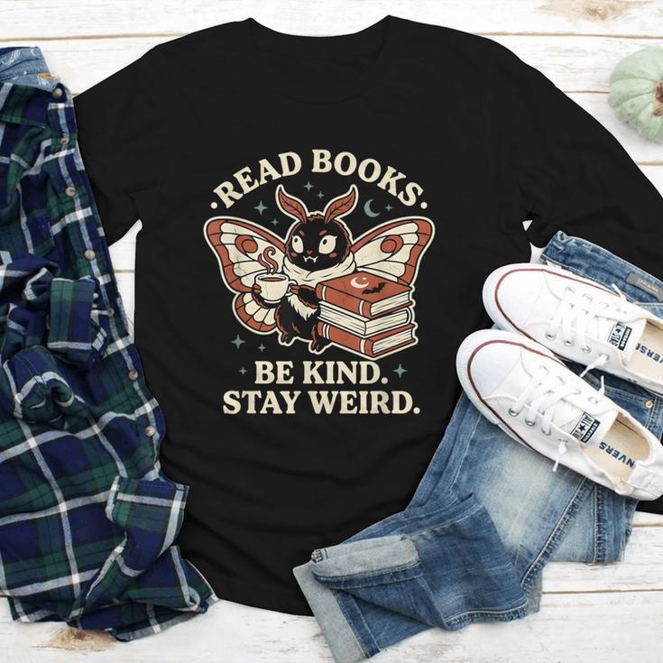 Read Books Be Kind Stay Weird Moth Coffee Lover Reading Youth Long Sleeve Tee Read Books Be Kind Stay Weird Moth Coffee Lover Reading Youth Long Sleeve Tee