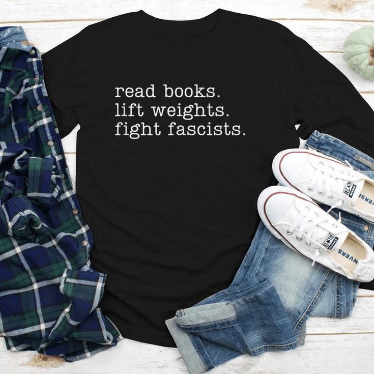 Read Books Lift Weights Fight Fascists Youth Long Sleeve Tee
