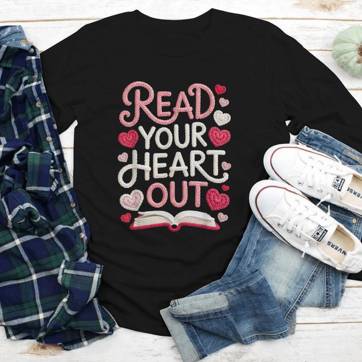 Read Your Cute Heart Out Teacher Librarian Love Reading Book Youth Long Sleeve Tee