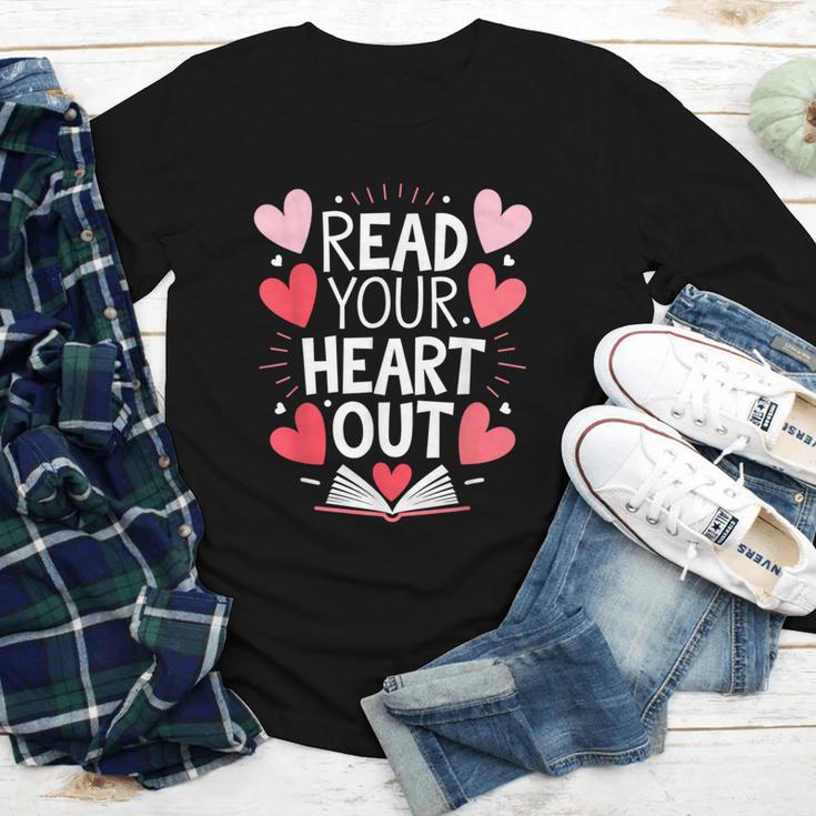 Read Your Heart Out Teacher Reading Book Love Valentines Day Youth Long Sleeve Tee