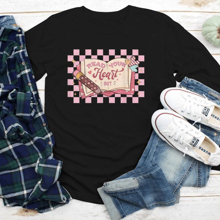 Read Your Heart Out Valentine Reading Book Teacher Student Youth Long Sleeve Tee