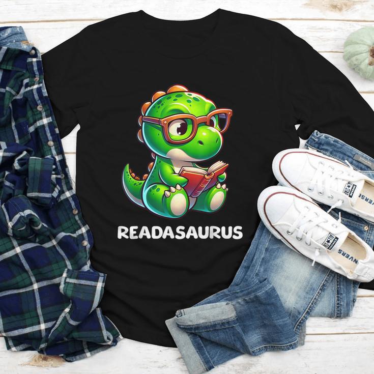 Readasaurus Reading Dinosaur Book Reader Bookworm Youth Long Sleeve Tee