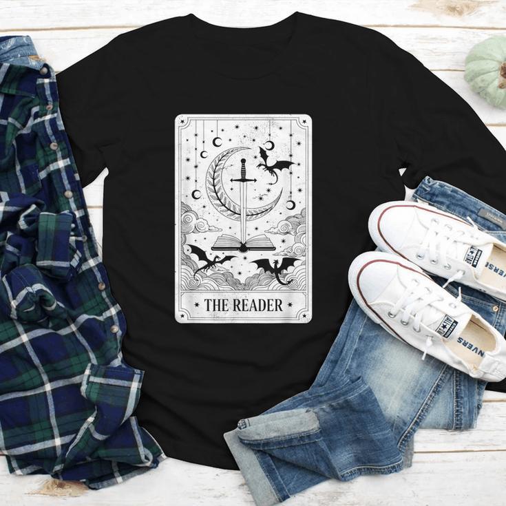 The Reader Tarot Card Bookworm Books Lover Dragon Librarians Youth Long Sleeve Tee