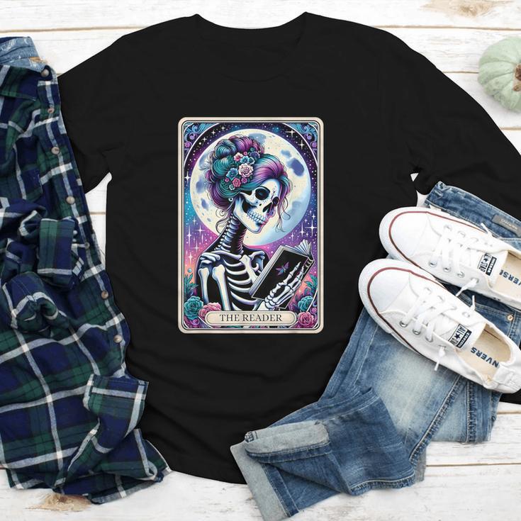 The Reader Tarot Card Reading Skeleton Skull Book Lover Youth Long Sleeve Tee