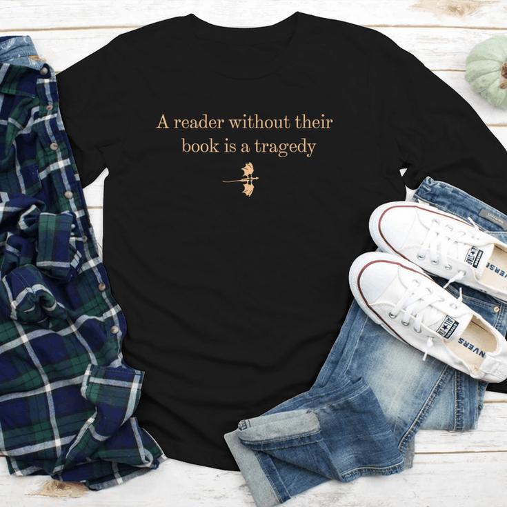 A Reader Without Their Book Is Tragedy Book Reading Dragon Youth Long Sleeve Tee