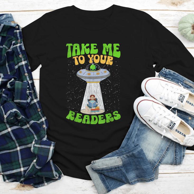 Take Me To Your Readers Alien Book Reading Bookaholic Youth Long Sleeve Tee