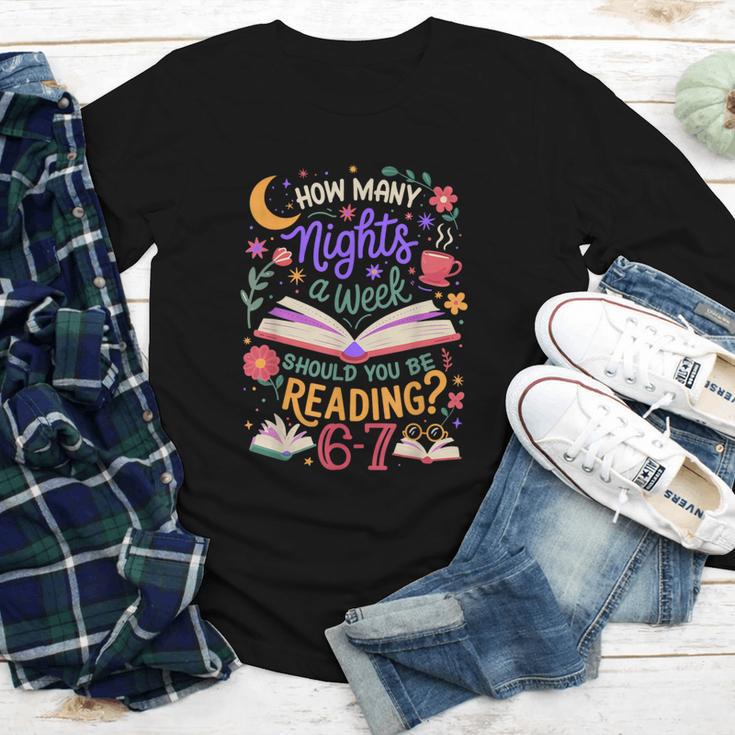 Reading 6 7 Meme Six Seven Cozy Book Lover Teacher Youth Long Sleeve Tee