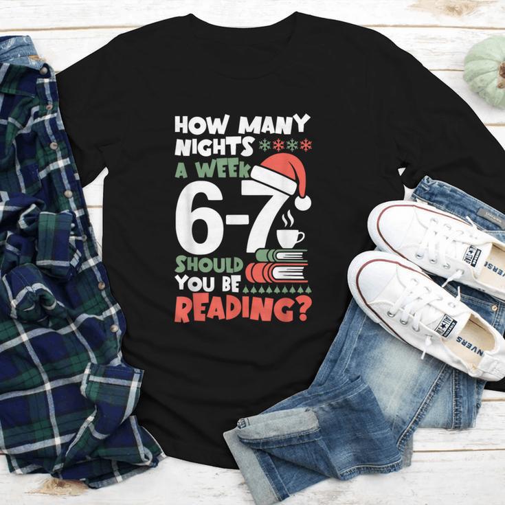 Reading 67 Meme English Teacher Christmas Book Lover Youth Long Sleeve Tee