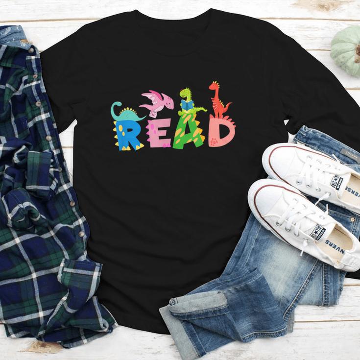 Reading DinosaurRex Dino Book Lover Youth Long Sleeve Tee