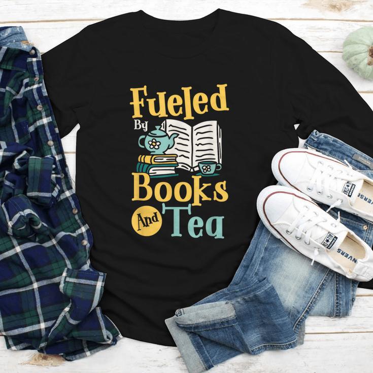 Reading Hobby Bookshelves Library Fueled By Books And Tea Youth Long Sleeve Tee
