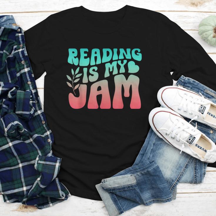Reading Is My Jam Book Lover Bookworm Teacher Library Reader Youth Long Sleeve Tee