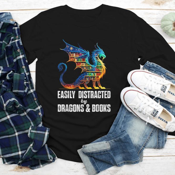 Reading Lover Easily Distracted By Dragons And Books Dragon Youth Long Sleeve Tee
