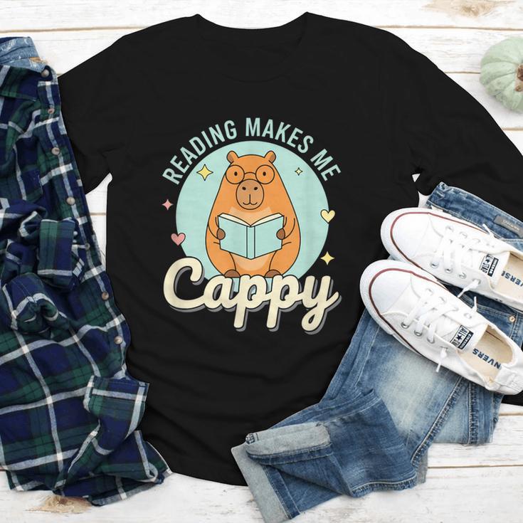 Reading Makes Me Cappy Bookworm Capybara Book Reading Youth Long Sleeve Tee