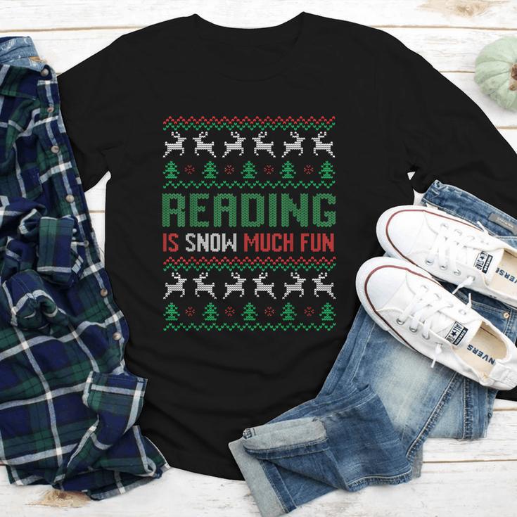 Reading Is Snow Much Fun Winter Bookworm Reading Book Lovers Youth Long Sleeve Tee