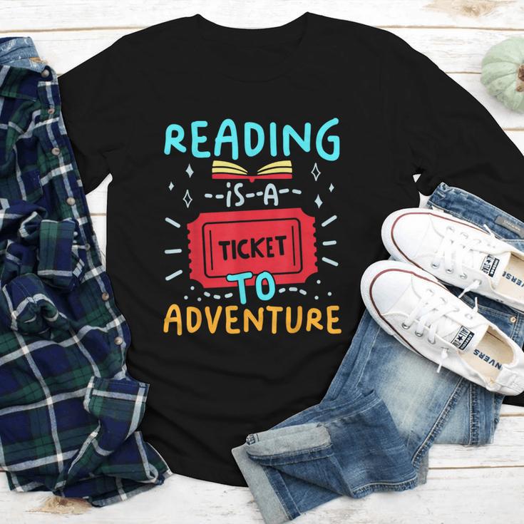 Reading Is A Ticket To Adventure Fun Book Lovers Fun Youth Long Sleeve Tee