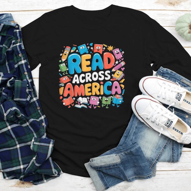 Reads Across Tee America Books Reader Reading Teacher Youth Long Sleeve Tee