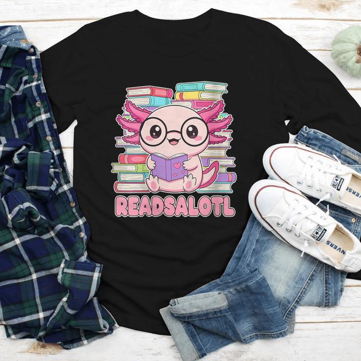 Readsalotl Axolotl Reading Book Bookworm Youth Long Sleeve Tee