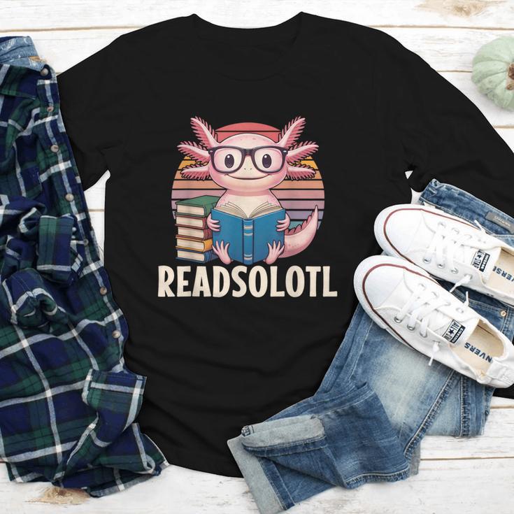 Readsolotl Axolotl Reading Book Lover Kawaii Bookworms Youth Long Sleeve Tee