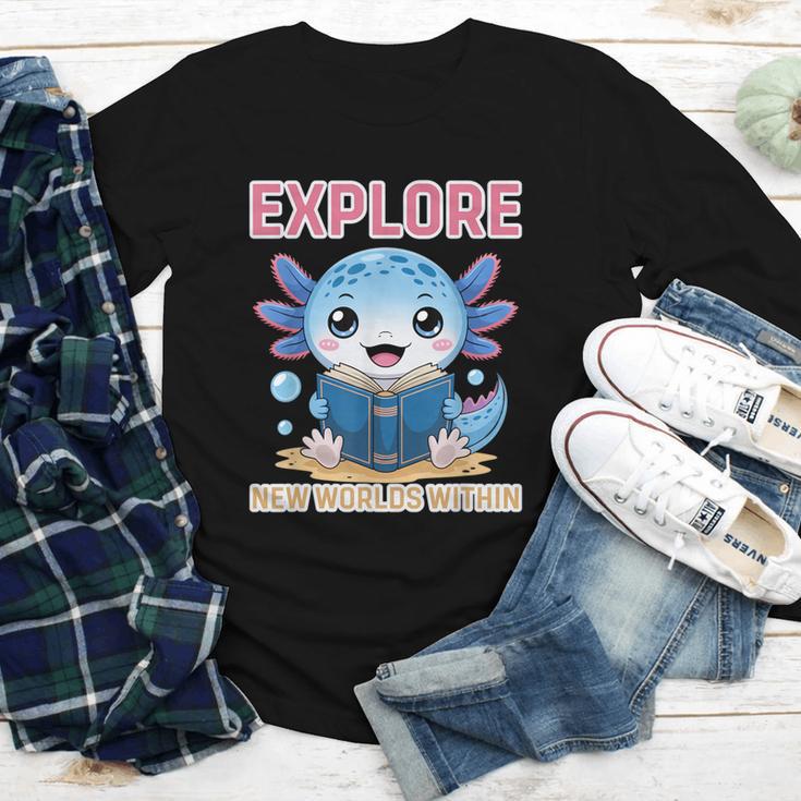 Readsolotl Kawaii Axolotl Book Lover Reading Youth Long Sleeve Tee