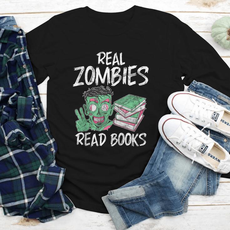 Real Zombies Read Books Zombie Youth Long Sleeve Tee