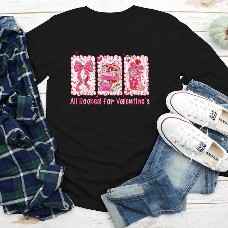 Retro Coquette Bow All Booked For Valentines Book Lover Cute Youth Long Sleeve Tee