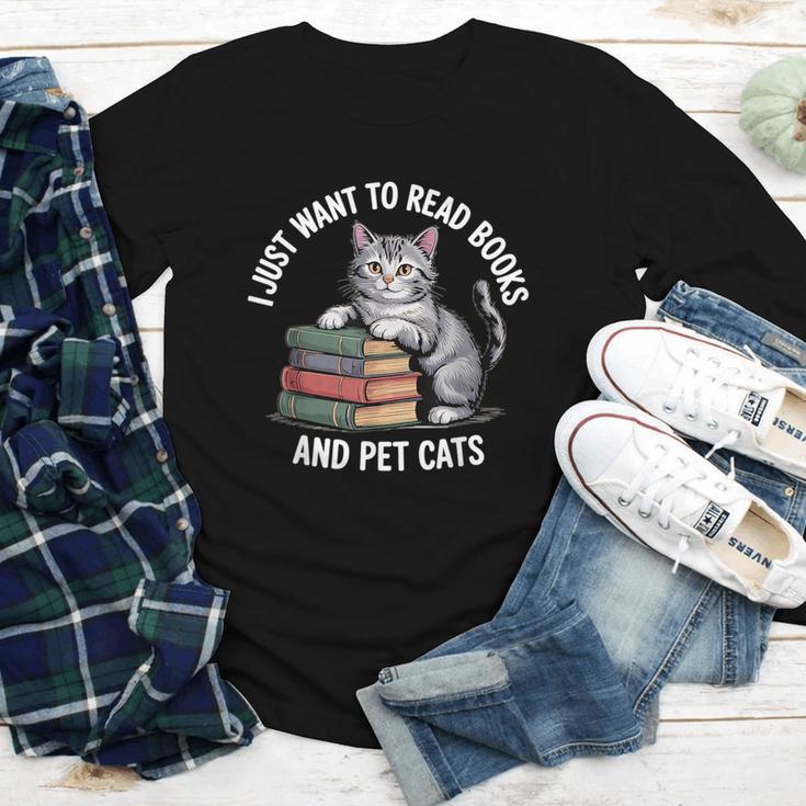 Retro I Just Want To Read Books And Pet Cats Youth Long Sleeve Tee