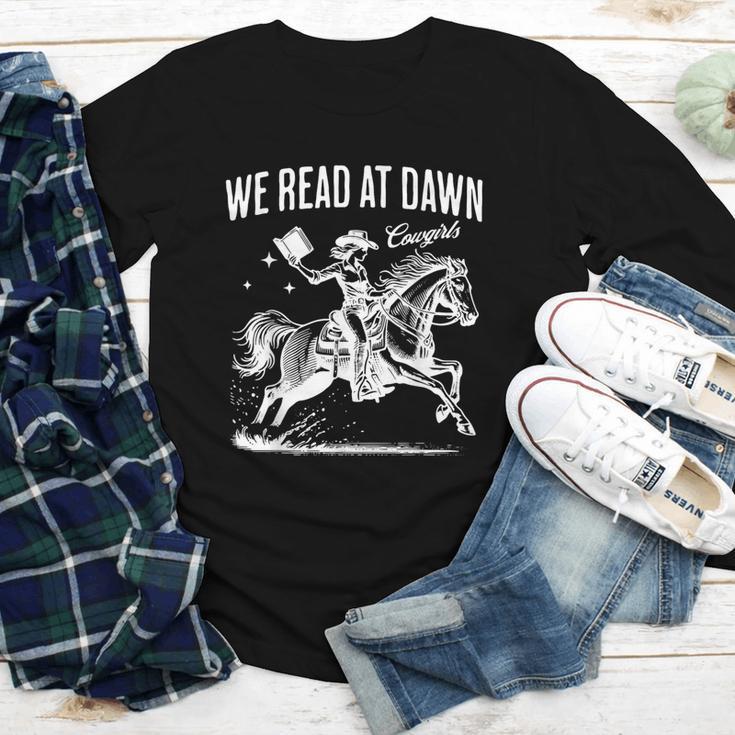 Retro We Read At Dawn Cowgirl Western Librarian Book Lover Youth Long Sleeve Tee
