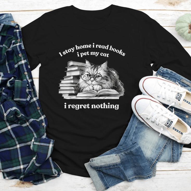 Retro I Stay Home I Read Books I Pet My Cat I Regret Nothing Youth Long Sleeve Tee