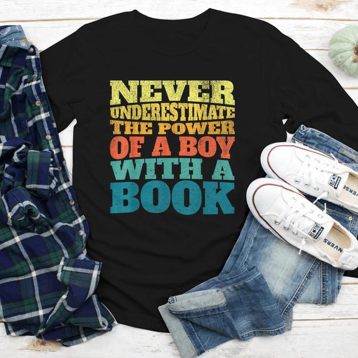Retro Never Underestimate The Power Of a Boy With a Book Youth Long Sleeve Tee
