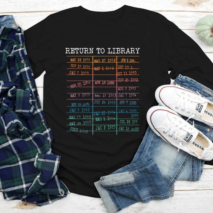 Return To Library Card Book Due Date Bookish Reading Youth Long Sleeve Tee