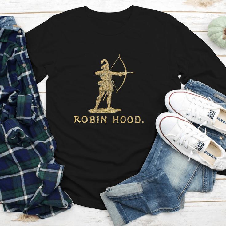 Robin Hood The Archer Book Cover Illustration In Gold Youth Long Sleeve Tee Robin Hood The Archer Book Cover Illustration In Gold Youth Long Sleeve Tee