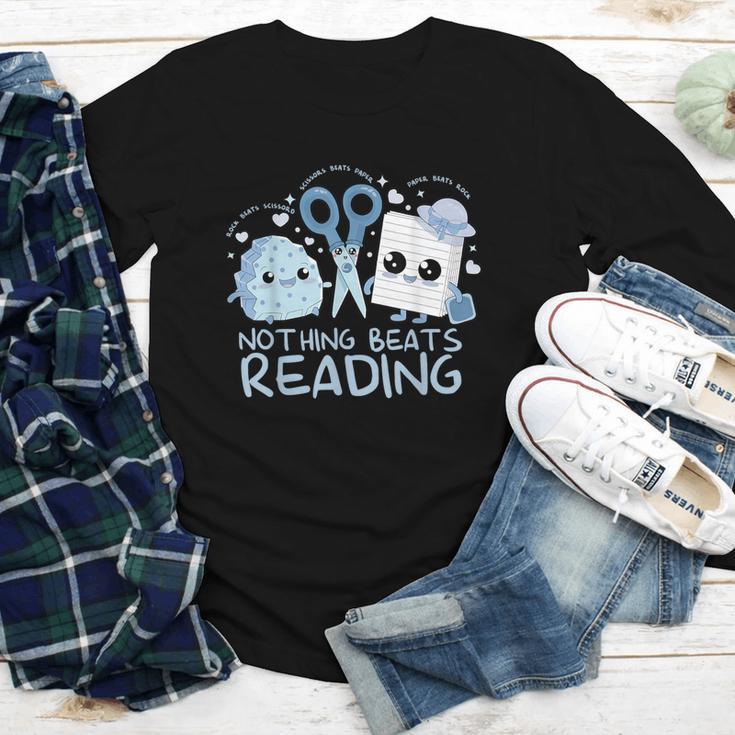 Rock Paper Scissors Nothing Beats Reading Book Lover Youth Long Sleeve Tee