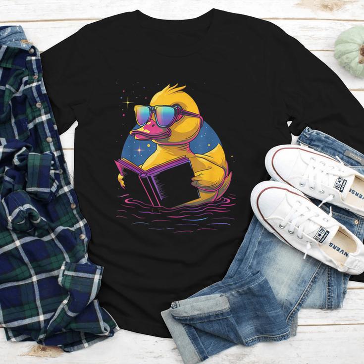 Rubber Duck Rubber Duckie Reading Book Rubber Duckling Youth Long Sleeve Tee