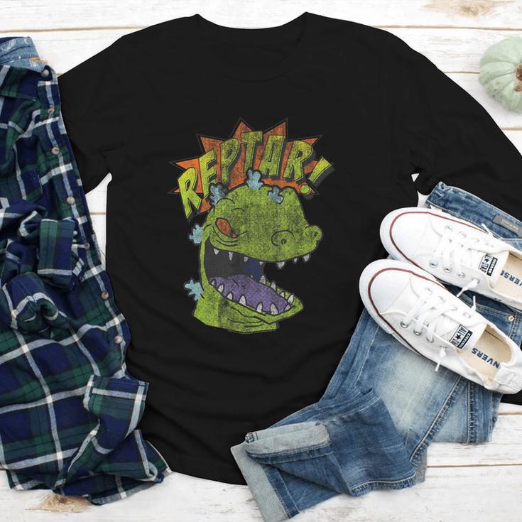 Rugrats Reptar Distressed Comic Book Style Cartoon Youth Long Sleeve Tee