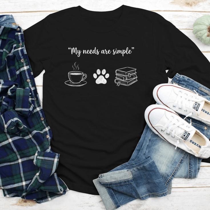 Simple Needs Coffee Paw & Books Reading Graphic Book Lovers Youth Long Sleeve Tee Simple Needs Coffee Paw & Books Reading Graphic Book Lovers Youth Long Sleeve Tee