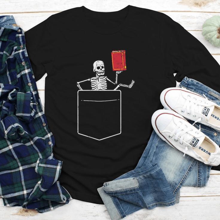 Skeleton Books Read Book Reading Librarian Across America Youth Long Sleeve Tee