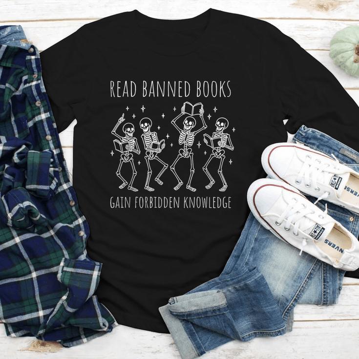 Skeleton Read Banned Books Gain Forbidden Knowledge Youth Long Sleeve Tee