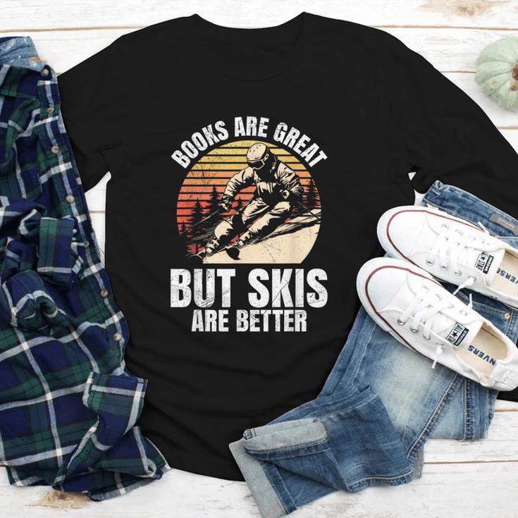 Skier BOOKS ARE GREAT BUT SKIS ARE BETTER Vintage Youth Long Sleeve Tee Skier BOOKS ARE GREAT BUT SKIS ARE BETTER Vintage Youth Long Sleeve Tee