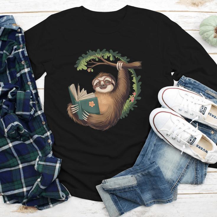 Sloth Reading a Book Lazy Sloth Bookworm Youth Long Sleeve Tee