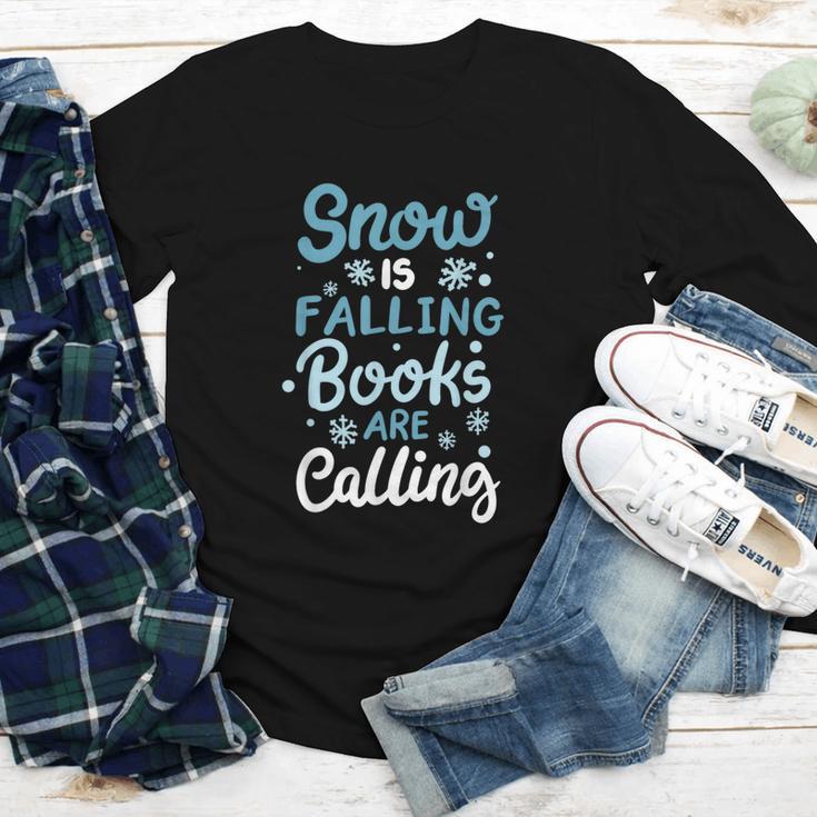 Snow Is Falling Books Are Calling Youth Long Sleeve Tee