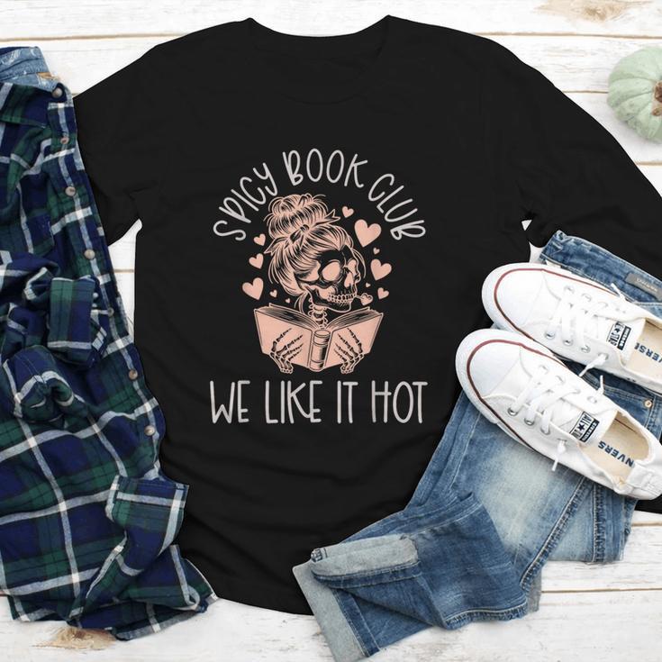 Spicy Book Club Dark Romance Reader Spicy Bookish Skeleton Youth Long Sleeve Tee