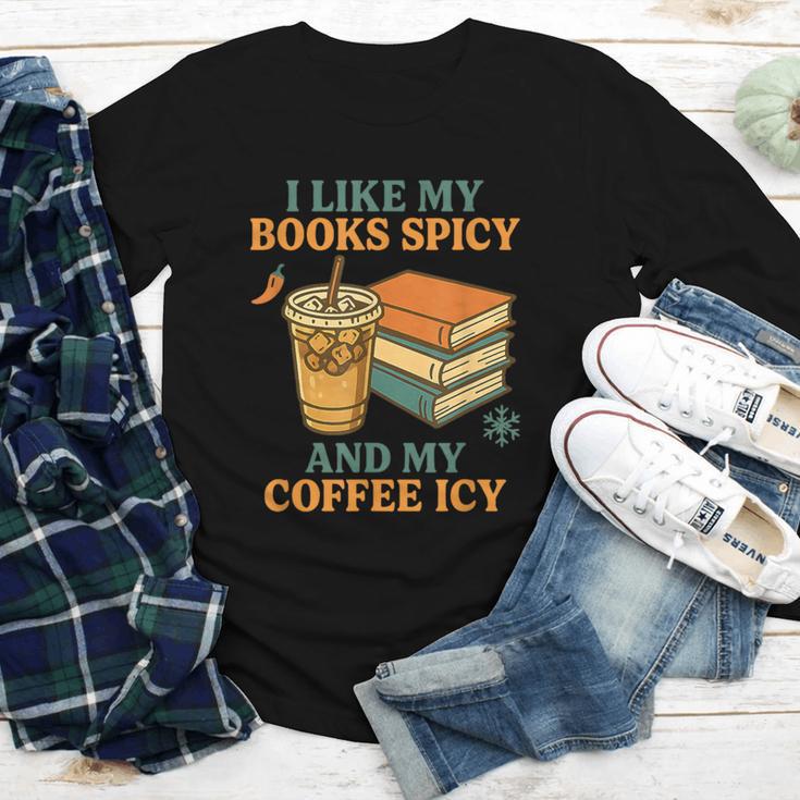 Spicy Books And Iced Coffee Book Lover Smut Reader Youth Long Sleeve Tee