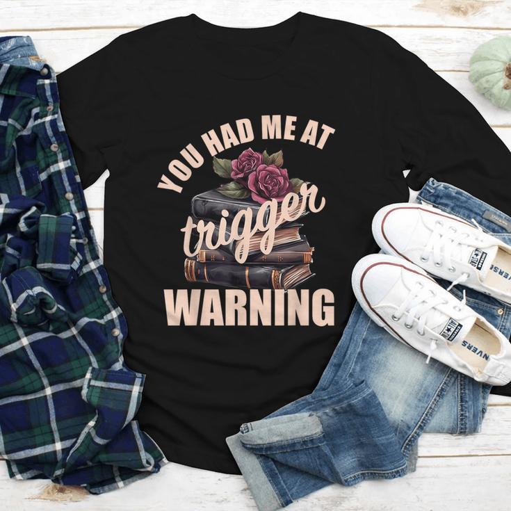 Spicy Books Merch Dark Romance You Had Me At Trigger Warning Youth Long Sleeve Tee Spicy Books Merch Dark Romance You Had Me At Trigger Warning Youth Long Sleeve Tee